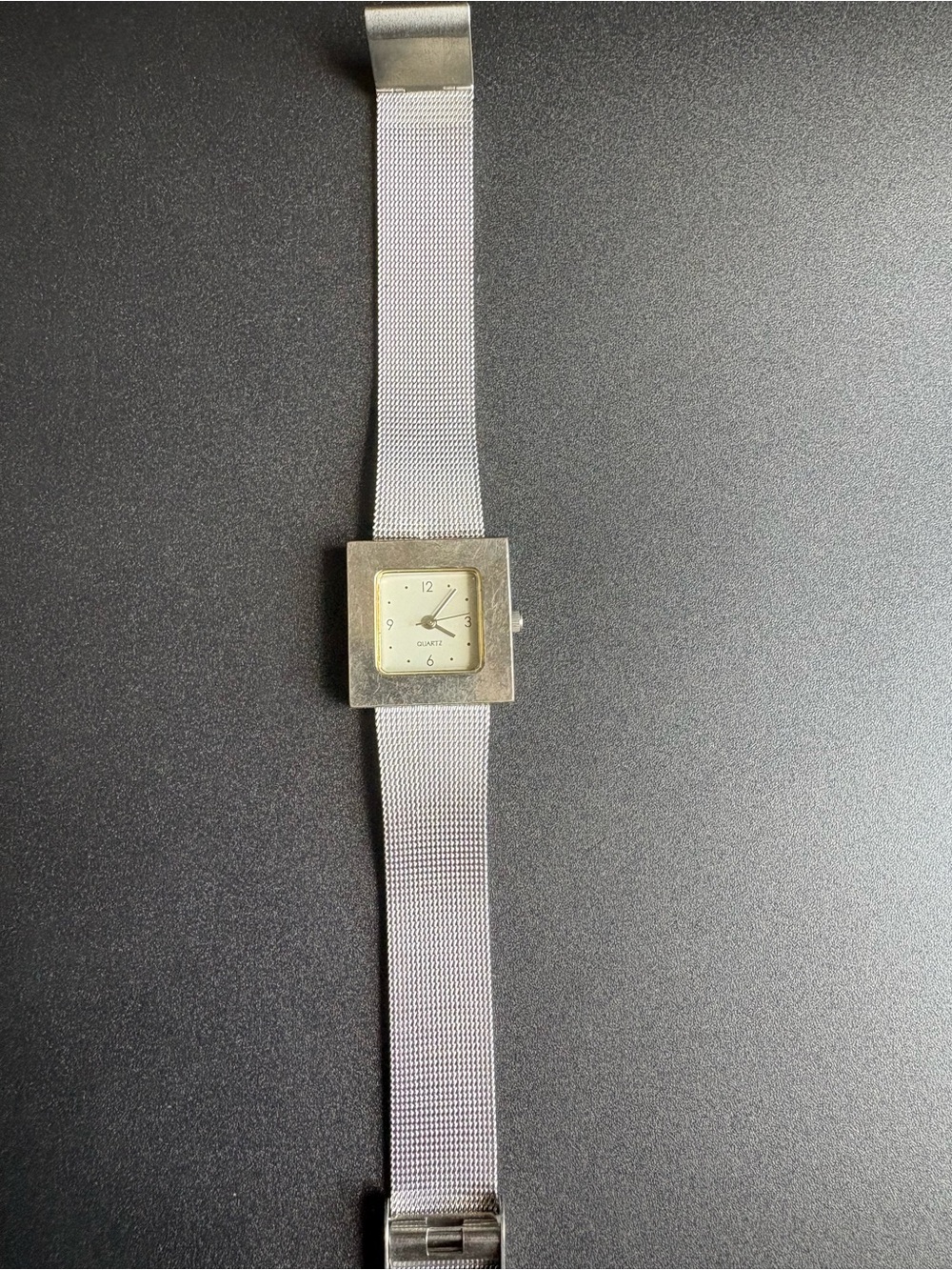 Square Silver Mesh Quartz Watch - Silver Dial - Picture 2 of 6